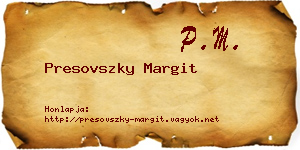 Presovszky Margit névjegykártya